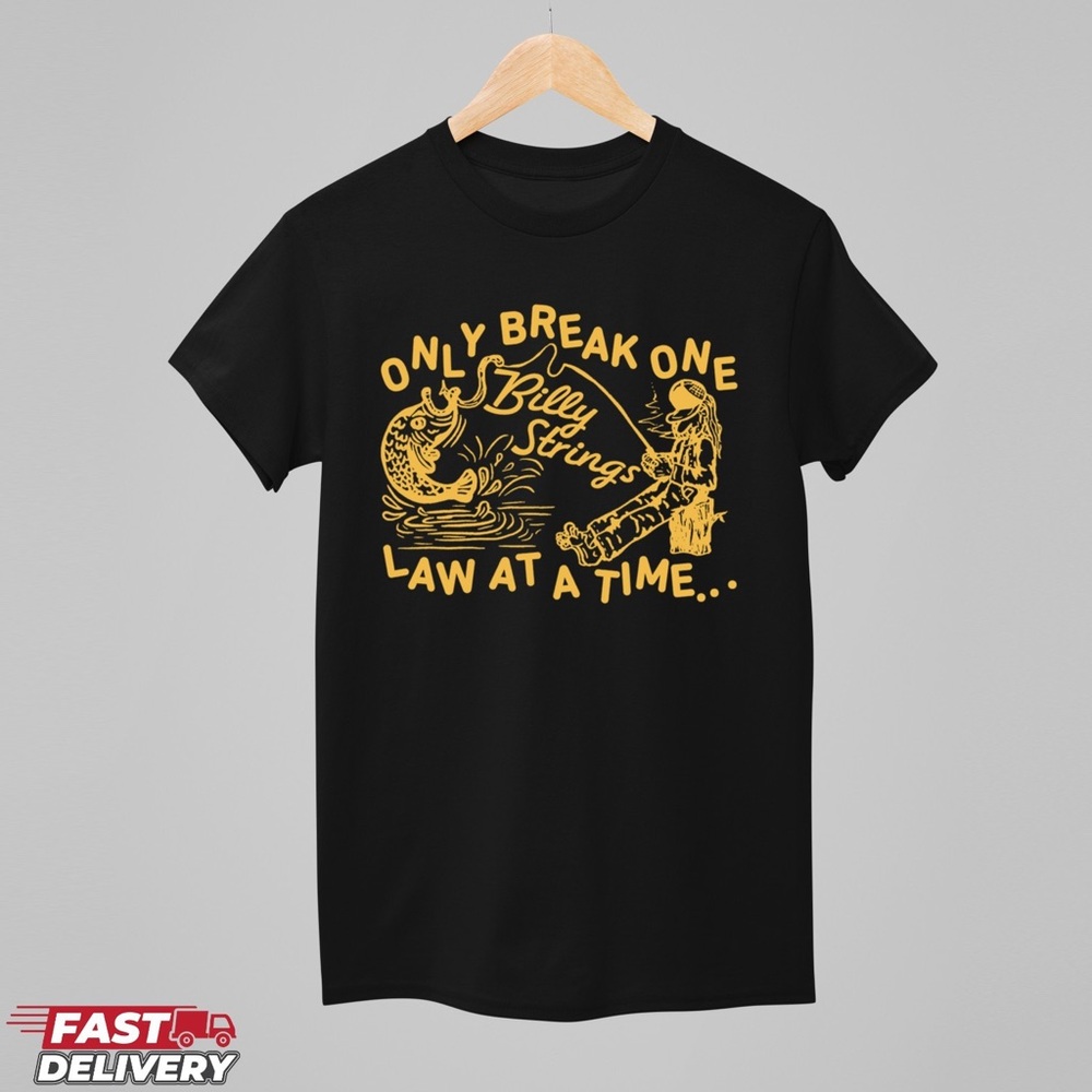 Black Graphic Tee with Yellow Fish & Text